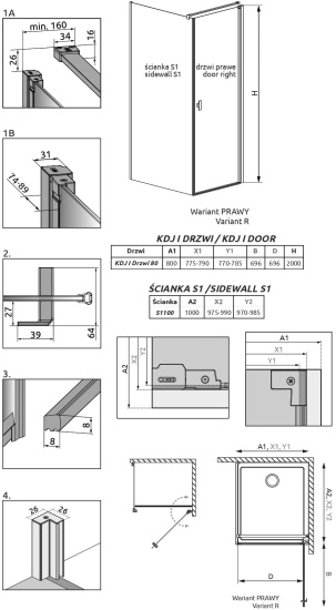 Душевой уголок Radaway Nes KDJ I 80x100 R