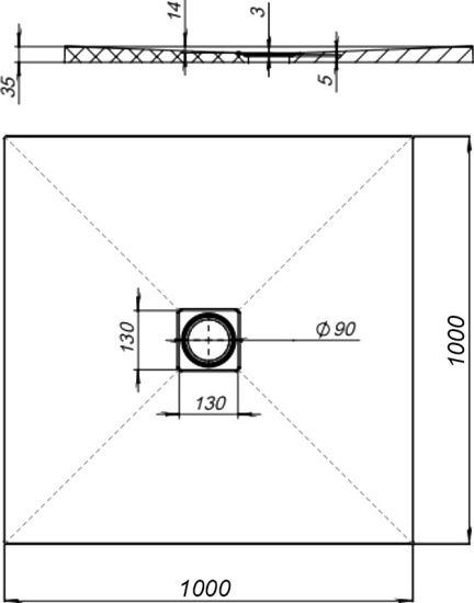 Поддон для душа Aquanet Pleasure NEW 001.1G 100x100 с сифоном, серый камень
