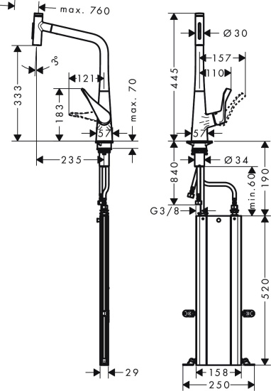 Смеситель для кухни Hansgrohe Metris Select M71 73816800 сталь