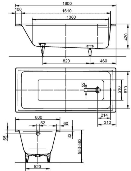 Стальная ванна Kaldewei Puro 691 с покрытием Easy-Clean