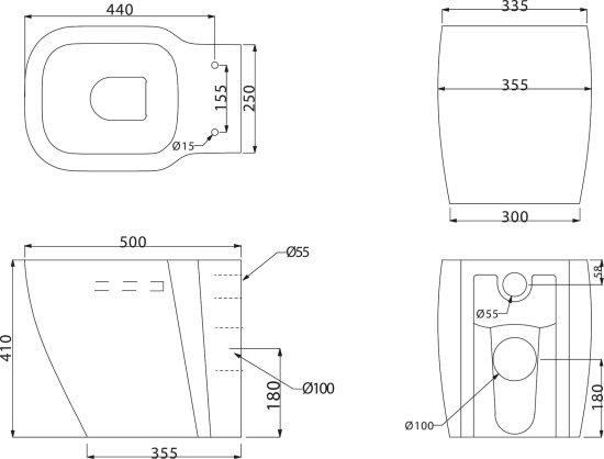 Чаша для унитаза приставного BelBagno Aldina BB114CB