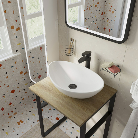 Мебель для ванной Diwo Элиста 60 светлое дерево, с раковиной Moduo 55 Leaf подвесная