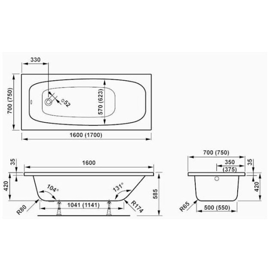 Акриловая ванна Vagnerplast Milba 160x70