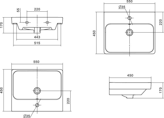 Тумба с раковиной Misty Адриана 55