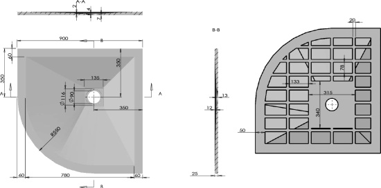 Поддон для душа Vincea VST-4SQ9090G 90x90 серый
