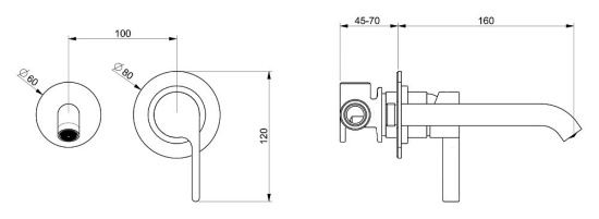 Смеситель для раковины Webert DoReMi DR830606560 с внутренней частью, черный матовый