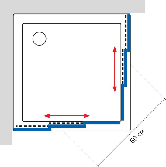 Душевой уголок GuteWetter Practic Square GK-433 85x85 см стекло бесцветное, профиль матовый хром