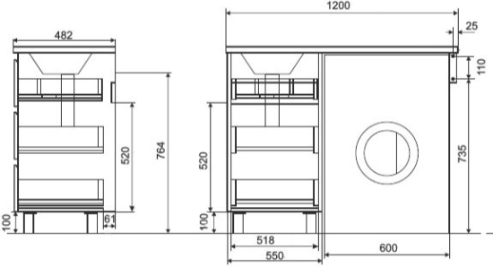 Тумба с раковиной Эстет Dallas Luxe 120 напольная, 3 ящика