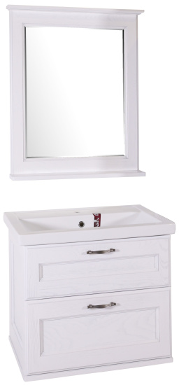 Зеркало ASB-Woodline Прато 70 белое, патина серебро