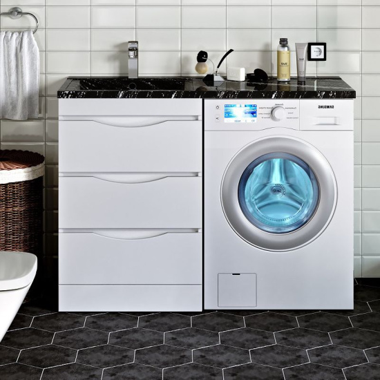 Мебель для ванной Runo Орион 60 раковина черный мрамор, под стиральную машину