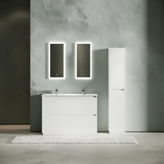 Тумба с раковиной Sancos Libra Floor 120 белый глянец, двойная раковина, напольная