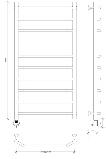 Полотенцесушитель электрический Secado Агата 5 100/60 L, хром