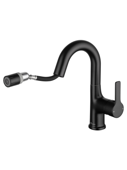 Смеситель для раковины Wonzon & Woghand WW-FE01L212-MB с выдвижным изливом