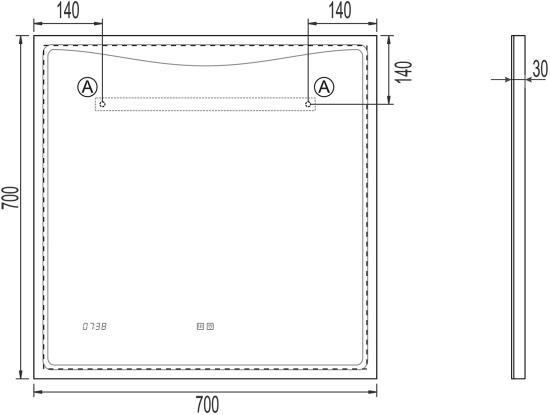 Зеркало Vigo Eva Luxe 70