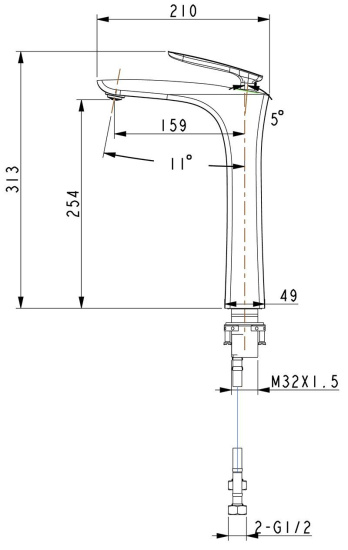 Смеситель для раковины Timo Helmi 4011/03F высокий