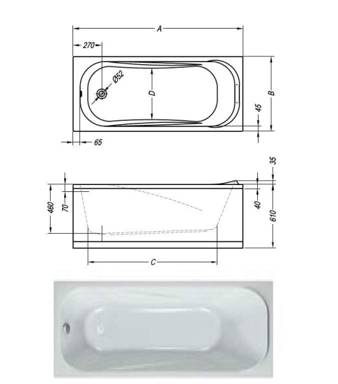 Акриловая ванна Kolpa San String Basis 170x70 см