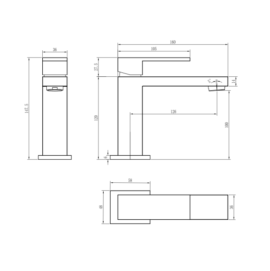 Смеситель для раковины Boheme Qubic 471-B