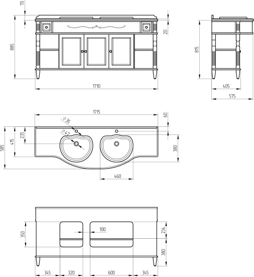 Тумба с раковиной Migliore Kantri 168 decape sabbia