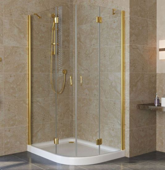 Душевой уголок Vegas Glass AFS-F Lux 110*80 09 01 L профиль золото, стекло прозрачное