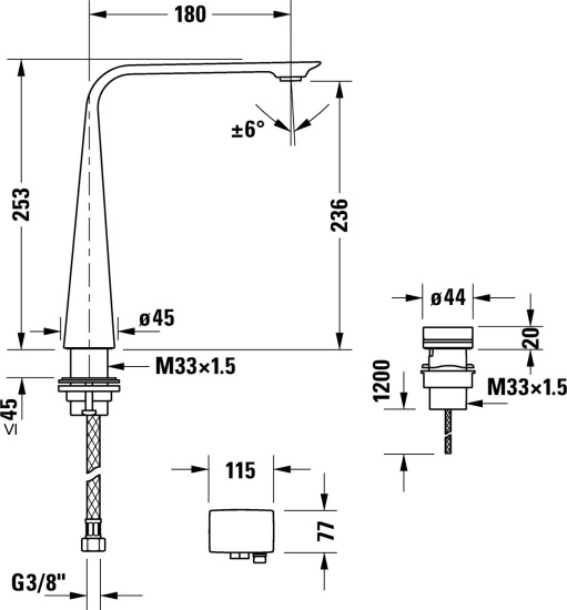 Смеситель для раковины Duravit D.1 D11110007046 черный