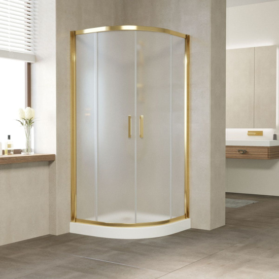 Душевой уголок Vegas Glass ZS 100 09 10 профиль золото, стекло сатин
