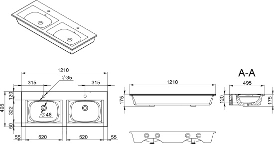 Мебель для ванной Am.Pm Spirit V2.0 120 белый глянец