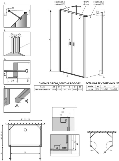 Душевой уголок Radaway Nes DWD+2S 120x75