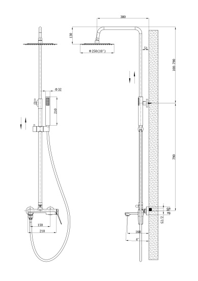 Душевая стойка Esko Shanghai ST1425SHAGold
