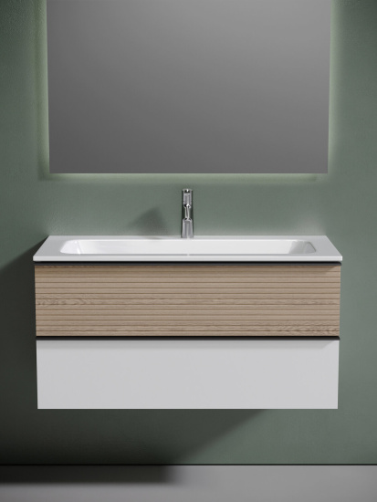 Тумба с раковиной Sancos Delta 100 дуб светлый/белый, DL100W