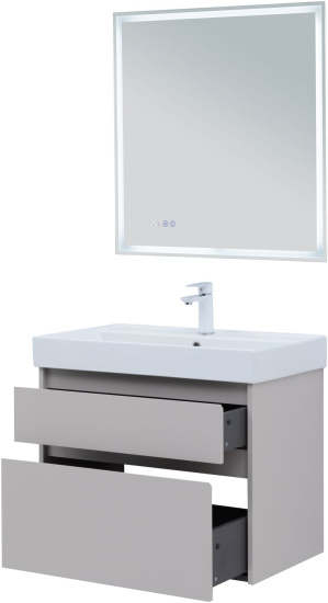 Тумба с раковиной Aquanet Nova Lite 2.0 75 2 ящика, бежевая