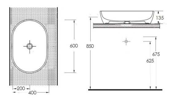 Накладная раковина beWash Bogen 88601014