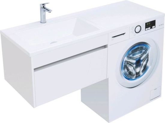 Тумба с раковиной Aquanet Токио 130 L белая подвесная, 1 ящик