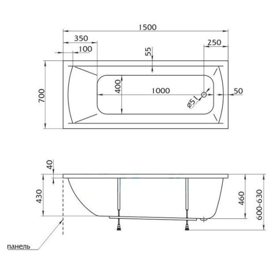 Акриловая ванна Marka One Modern 150х70 см