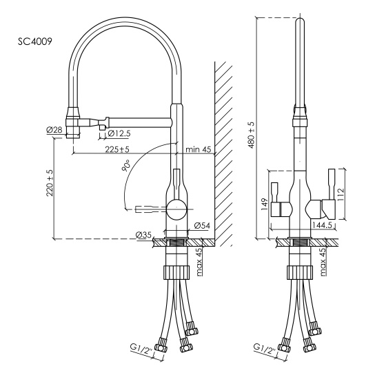 Смеситель для кухни Sancos Garda SC4009MB, матовый черный