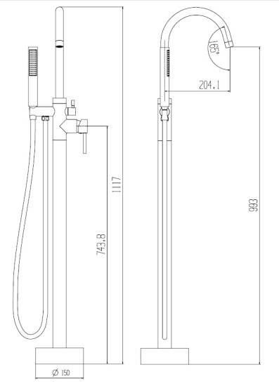 Напольный смеситель для ванны Esko F1