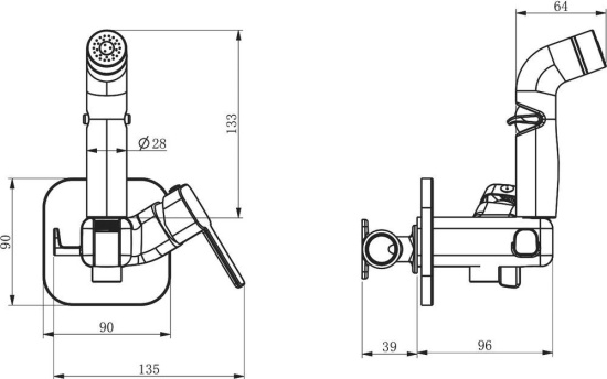 Гигиенический душ Rush Capri CA1435-99G со смесителем, с внутренней частью