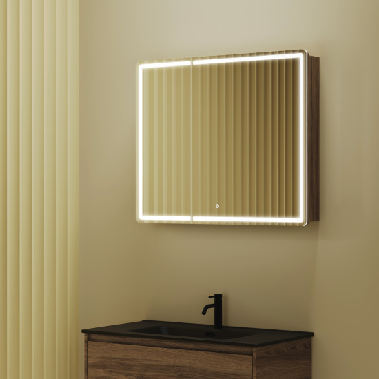 Зеркало-шкаф Sancos Mirror 90 дуб чарльстон, с LED подсветкой