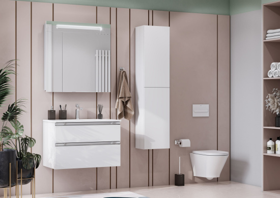 Тумба с раковиной Roca The Gap 80 2 ящика, белый глянец