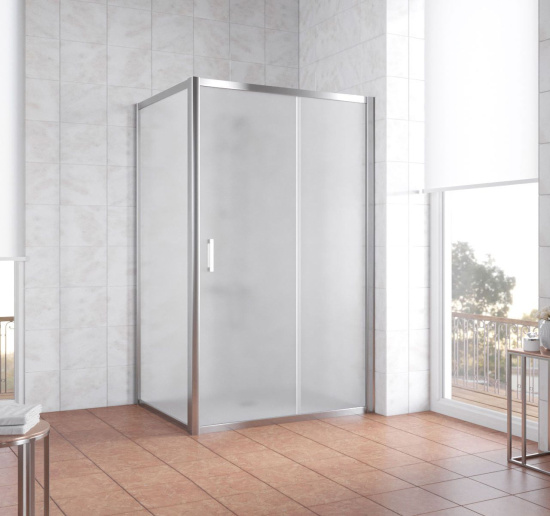 Душевой уголок Vegas Glass ZP+ZPV 120*90 08 10 профиль глянцевый хром, стекло сатин