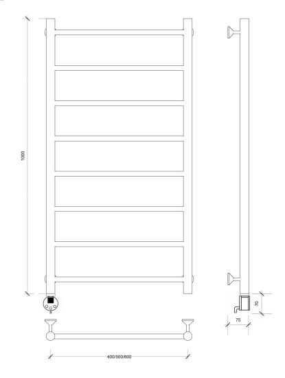 Полотенцесушитель электрический Secado Триада 1 100/50 L, хром