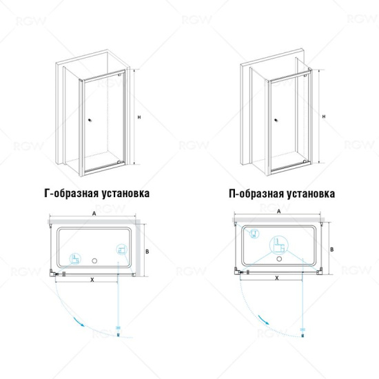 Душевой уголок RGW Passage PA-43 (875-925)х700х1850 профиль хром, стекло прозрачное