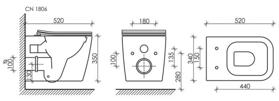 Подвесной унитаз Ceramicanova Cubic Rimless CN1806