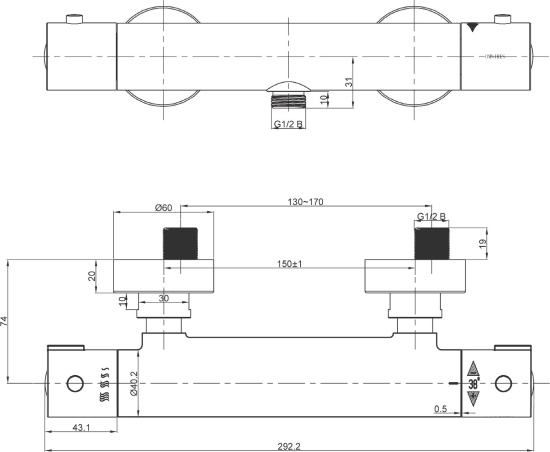 Смеситель для душа Omnires Y 1246X термостат, хром