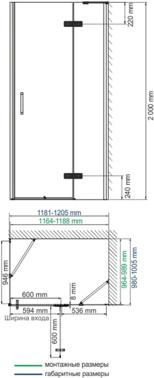 Душевой уголок Wasserkraft Aller Black 10H10RBLACK 120x100 см
