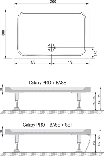 Поддон для душа Ravak Gigant Pro 120х80 Chrome