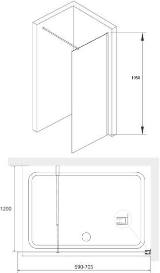 Душевая перегородка RGW WA-002 70x200, стекло прозрачное