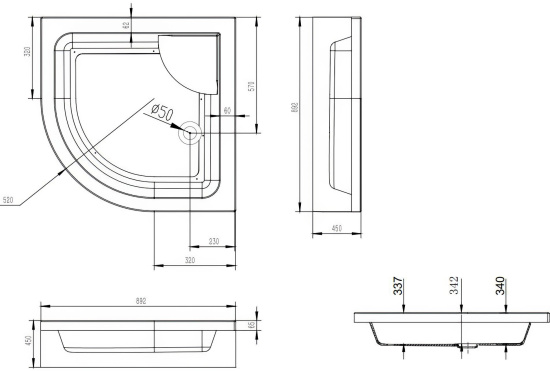 Душевой уголок Esbano ESD-8020 90x90, с поддоном