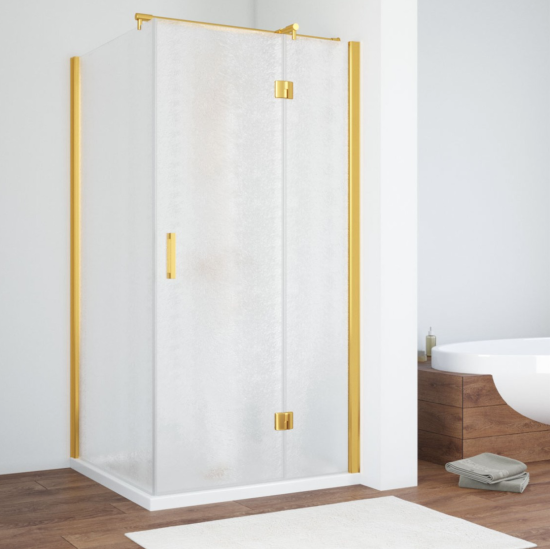 Душевой уголок Vegas Glass AFP-Fis NOVO 90*90 03 02 R профиль золото матовое, стекло шиншилла