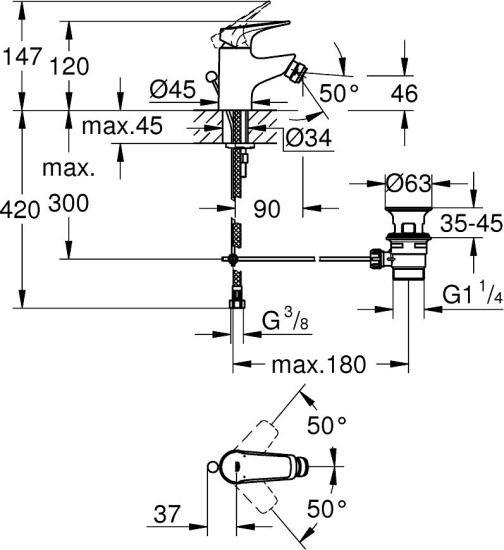 Смеситель для биде Grohe BauFlow 23754000 хром