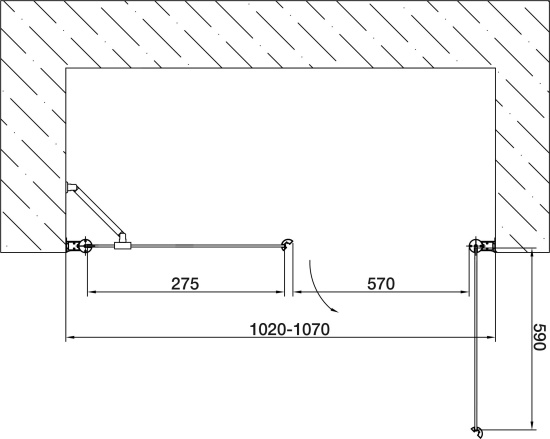 Душевая дверь в нишу Vegas Glass EP-F-2 105 05 10 R профиль бронза, стекло сатин